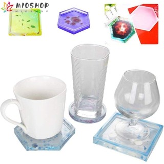 Mioshop Tự làm coaster khuôn silicon vuông lục giác khuôn tròn cho trang trí nhà coaster epoxy khuôn dụng cụ mài DIY nghệ thuật thủ công