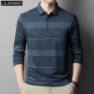 Áo Sơ Mi Polo Nam Quần Áo Cotton Sọc Cơ Bản Dài Tay Áo Top Áo Sơ Mi Cổ Điển Thời Trang Quần Áo Bỏ Túi