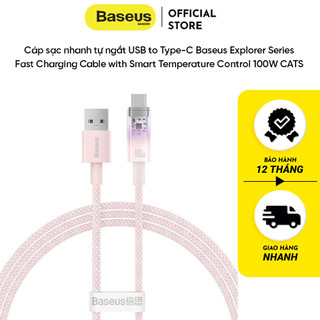 Cáp sạc nhanh tự ngắt USB to Type-C Baseus Explorer Series Fast Charging Cable with Smart Temperature Control 100W CATS