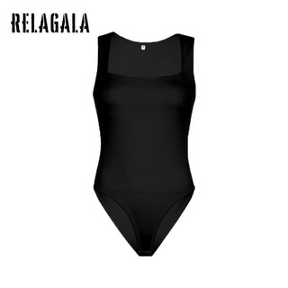 RelaGala Nữ Đường Phố Mới Cổ Vuông Không Tay Slim Fit Màu Trơn Đa Năng Body