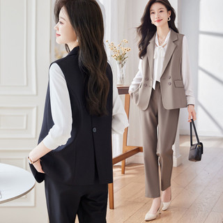 Phù hợp với áo vest nữ xuân thu 2024 mặc ngoài nhỏ cao cấp áo vest áo sơ mi hai mảnh phù hợp với