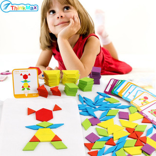 155 Chiếc Gỗ Họa Tiết Khối Hình Học Xếp Hình Sáng Tạo Nhiều Màu Tangram Đồ Chơi Giáo Dục Cho Trẻ Em