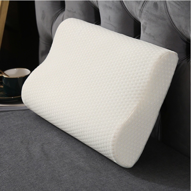 Gối nằm cao su Gợn sóng chống ngáy 30x50cm hỗ trợ chống đau mỏi vai gáy- GỐI NẰM CAO SU NHÂN TẠO