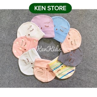 Nón mũ sơ sinh cotton thêu HotGa KEN STORE