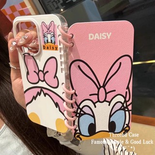 Vỏ Disney Cho iPhone 16 Pro Max 16 Plus 15 Pro Max 14 iP 13 12 11 Ốp Điện Thoại Daisy Dễ Thương Mickey Minnie Flip Bracket Notepad Leather Case Chống Rơi Bảo Vệ Bìa Hoạt Hình