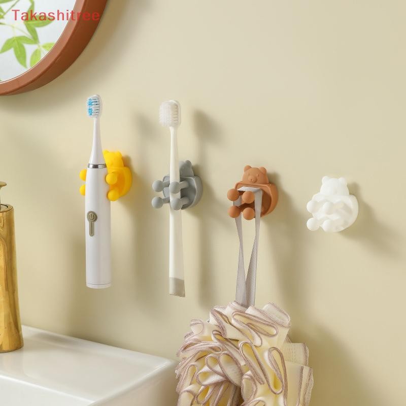 (Takashitree) Giá đỡ bàn chải đánh răng tự dính dễ thương Giá lưu trữ treo tường Giá đỡ dao cạo Hình