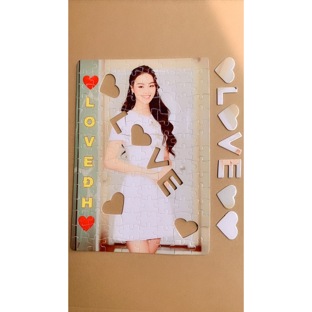 Tranh Ghép Hình có chữ LOVE và  trái tim 💗 In Theo Yêu Cầu Kèm Khung💗FREESHIP💗tranh ghép Khổ A5,A4,A