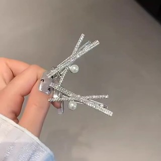  Ins Fengrhestone Cross Tóc Gãy Tóc Kim Loại Kẹp Tóc Bên Kẹp Mỏ Vịt Kẹp 