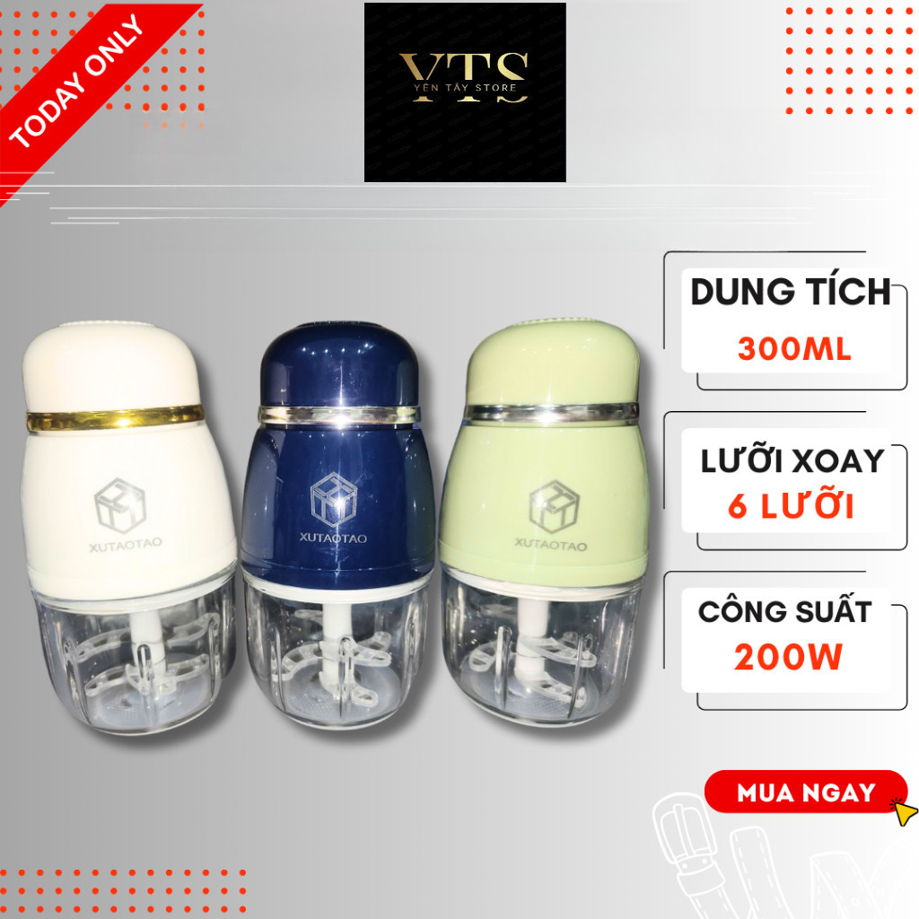 Máy Xay Ăn Dặm 6 Lưỡi Cối Thủy Tinh XuTaoTao Đa Năng Cầm Tay Dung Tích 300ml Cho Bé.