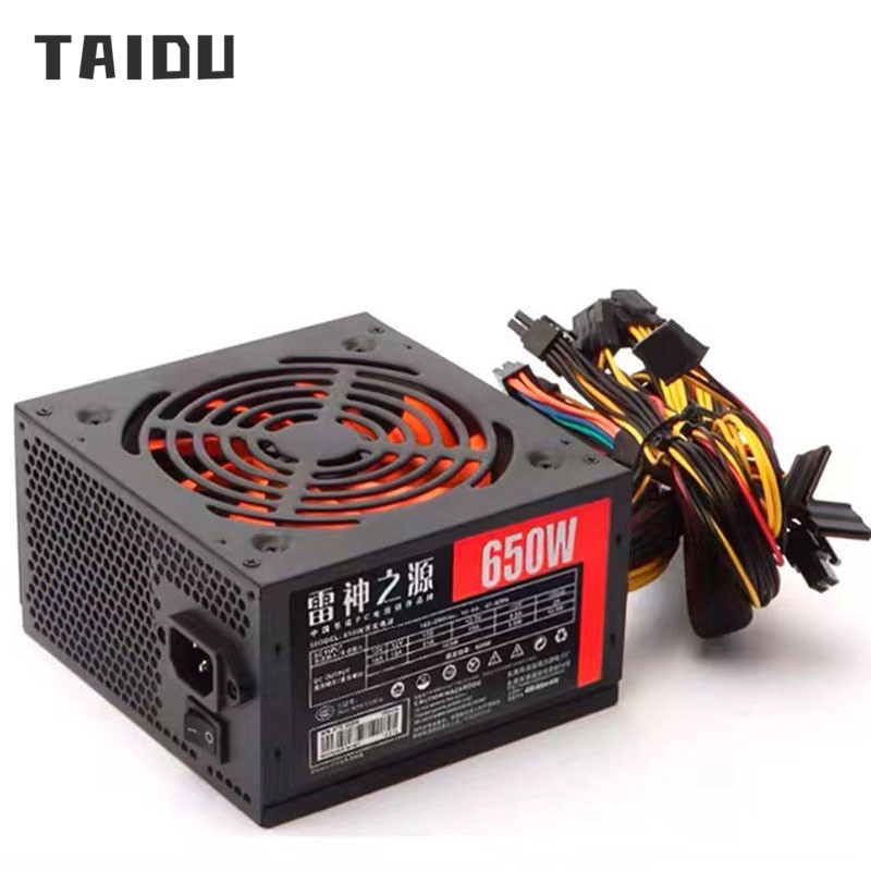 TAIDU Bộ Nguồn Máy Tính Để Bàn Atx-650W Định Mức 600W Im Lặng Cpu Kép Ổn Định Bộ Nguồn Máy Chủ Pc