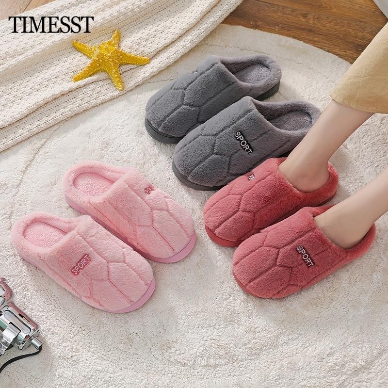 Dép Cotton gia dụng mùa đông Dép len Dép cặp đôi Giày đế phẳng trong nhà