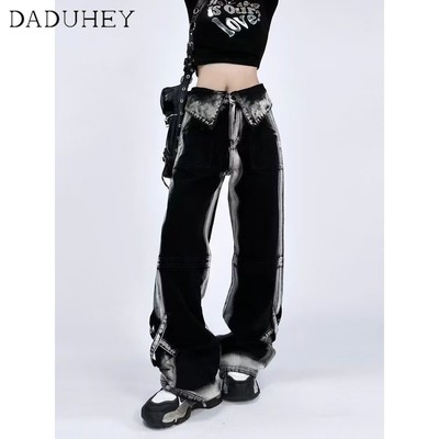 Quần jeans DADUHEY ống rộng phong cách đường phố Mỹ cổ điển cao cấp