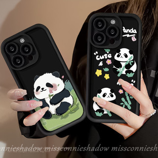 Tranh Sơn Dầu Cặp Đôi Gấu Trúc Dễ Thương Đôi Mắt Thiên Thần Ốp Lưng Tương Thích Cho IPhone 7Plus 11 15 12 13 14 Pro MAX X XR 15 6 7 6S 8 Plus XS MAX SE 2020 Ốp lưng Mềm Chống Sốc Đáng Yêu