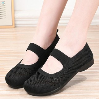 Giày nữ lưới Mary Jane Flats Casual Hollow Out Dệt kim Mary Jane Flats