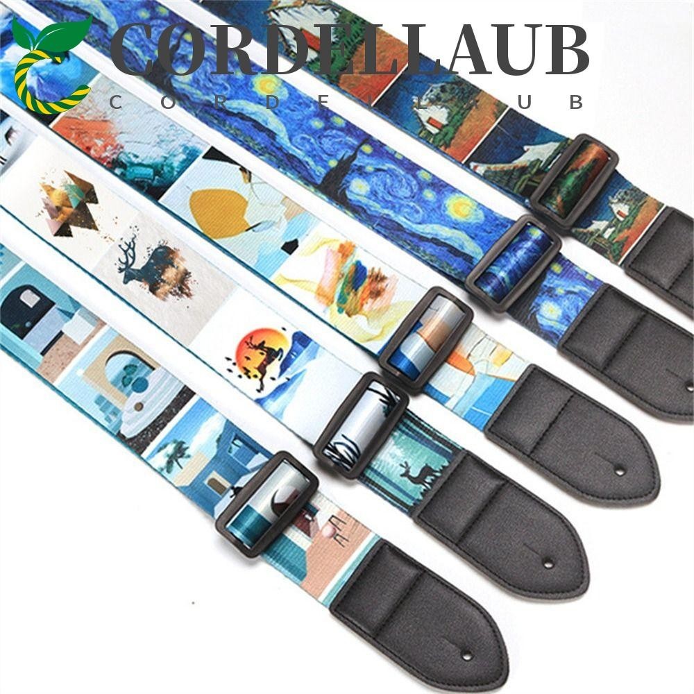 Dây đeo đàn Guitar CORDELLAUB, Dây đàn Guitar điện in màu có thể điều chỉnh, Phụ kiện đàn Guitar Âm nhạc cực rộng Sở thích Dây đeo vai đàn Guitar dễ thương Bass cổ điển