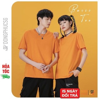 Áo thun trơn màu cam nhạt phông unisex basic nam nữ cổ tròn thun cotton mềm mịn ATTCN | DONGPHUCSG