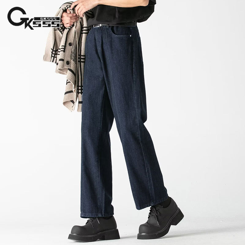 Quần jean nam Gksss, quần denim thẳng dáng rộng phong cách trung tính phong cách trung tính thời trang và phổ biến của Mỹ, có thể mặc cho cả nam và nữ