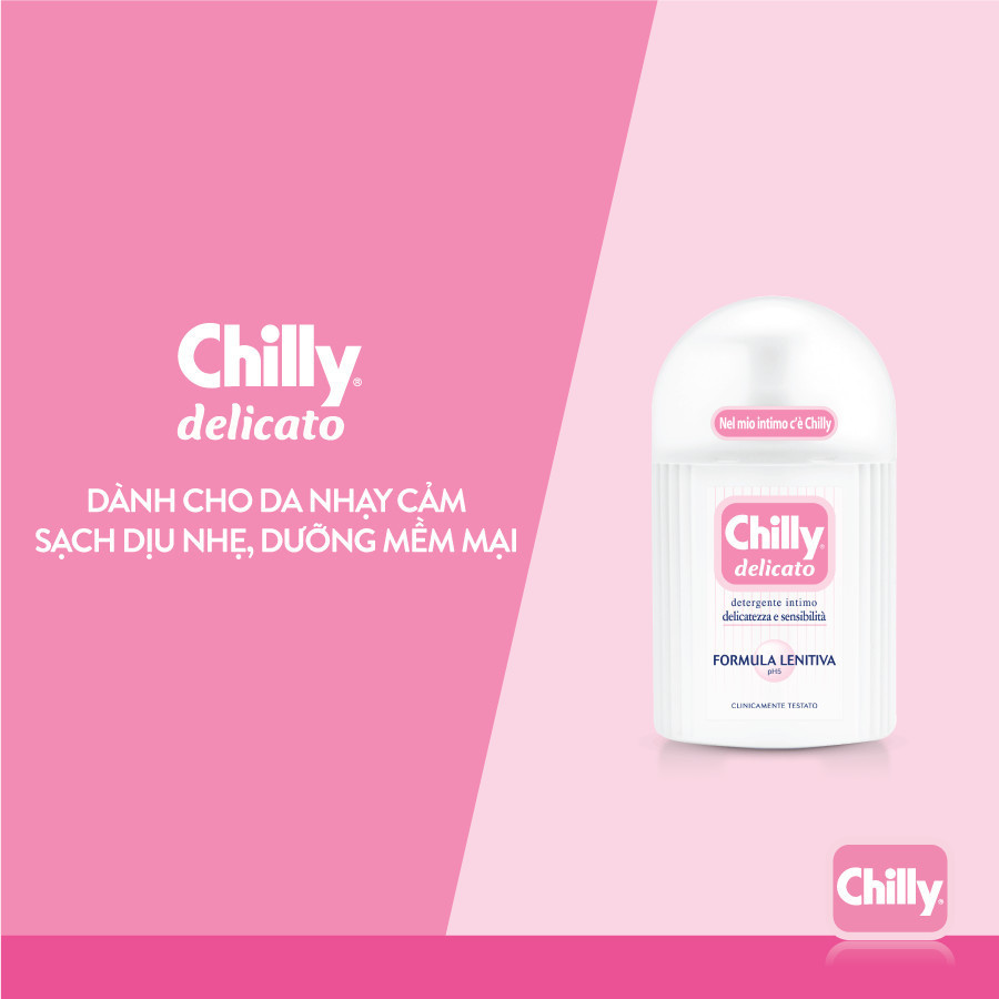 Dung dịch vệ sinh phụ nữ Chilly Delicato chiết xuất lô hội dưỡng mềm mại, sạch dịu êm chai 200ml