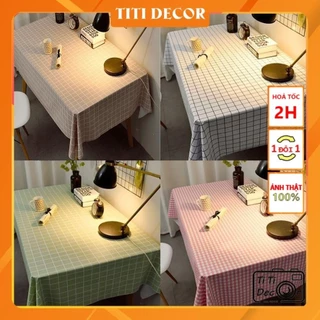 khăn trải bàn caro TiTi decor, khăn trải bàn vintage màu pastel chống thấm nước
