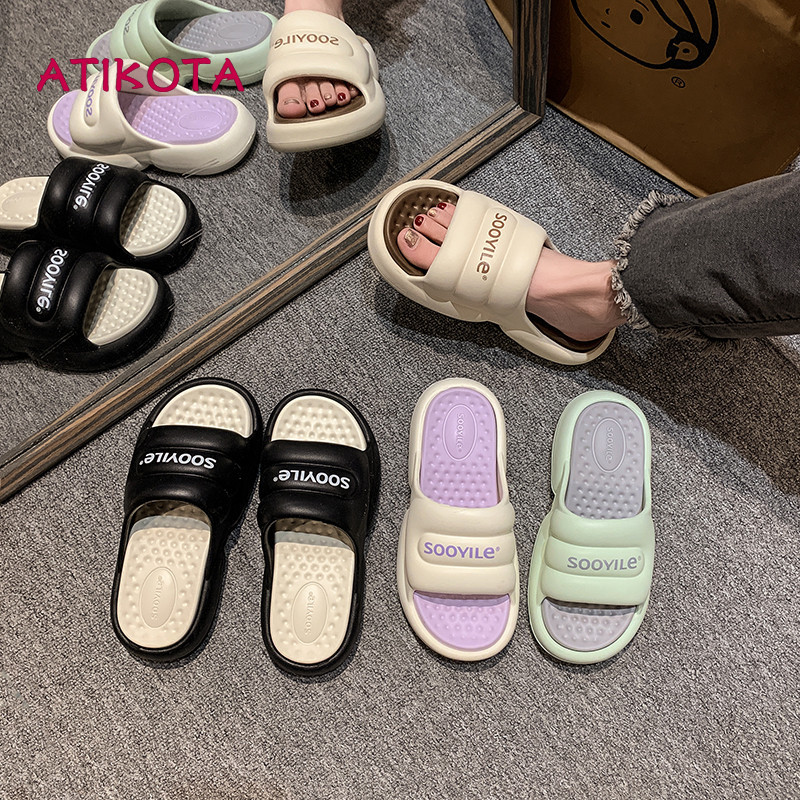 Atikota Nữ Đế Dày Sandal Thời Trang Thoải Mái Mềm Mại Đi Biển Dép Ngoài Trời Sinh Viên Bánh Mì Dép