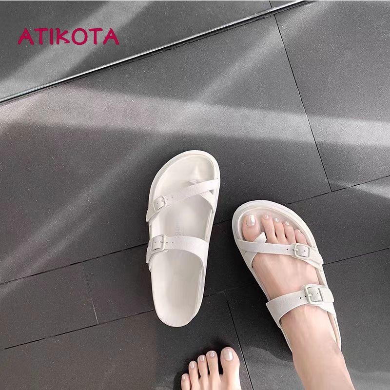 Atikota Nữ Thời Trang Đế Dày Sandal Thoải Mái Mềm Mại Thoáng Khí Cho Du Lịch Đi Biển Sandal Sinh Viên Ngoài Trời Bánh Mì Dép