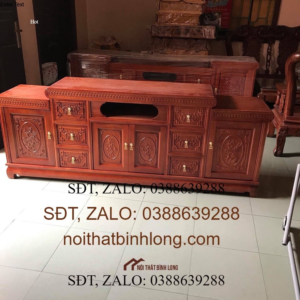 Kệ tivi mõ gỗ xoan đào