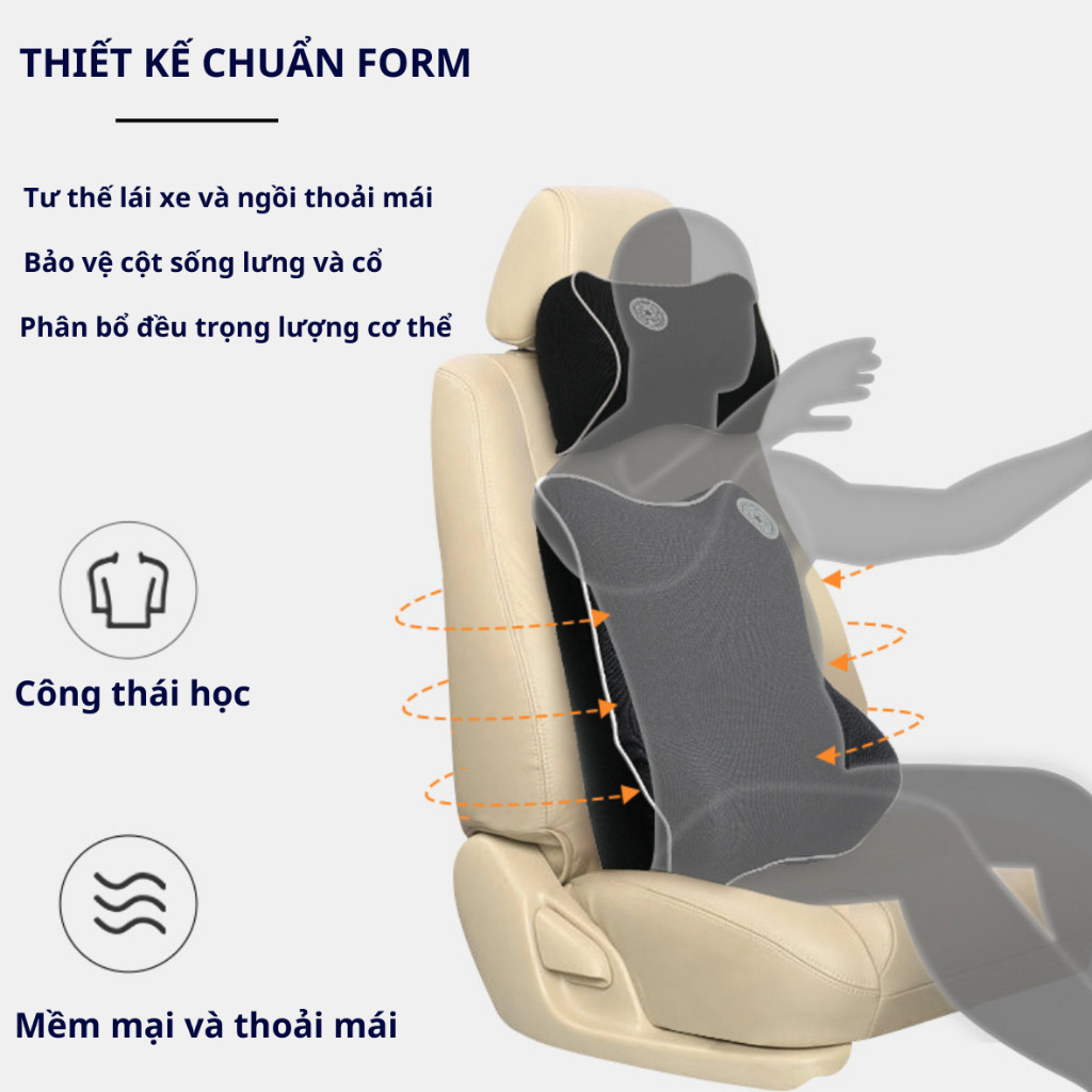 A4 COMBO Bộ Gối Tựa Đầu và Tựa Lưng Cao Su Non Nguyên Khối Cao Cấp Siêu Đàn Hồi Chống Đau Mỏi DT AUTOCAR | BigBuy360 - bigbuy360.vn
