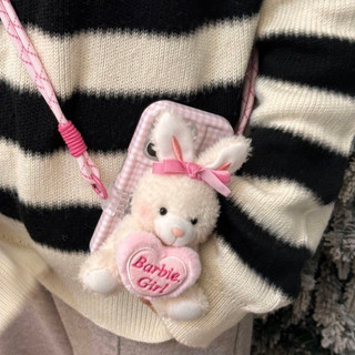 Bunny Điện Thoại Di Động Kẹp Lưng Dễ Thương ins Cao Cấp Ba Chiều Búp Bê Điện Thoại Di Động Messenger Dây Chống @ -