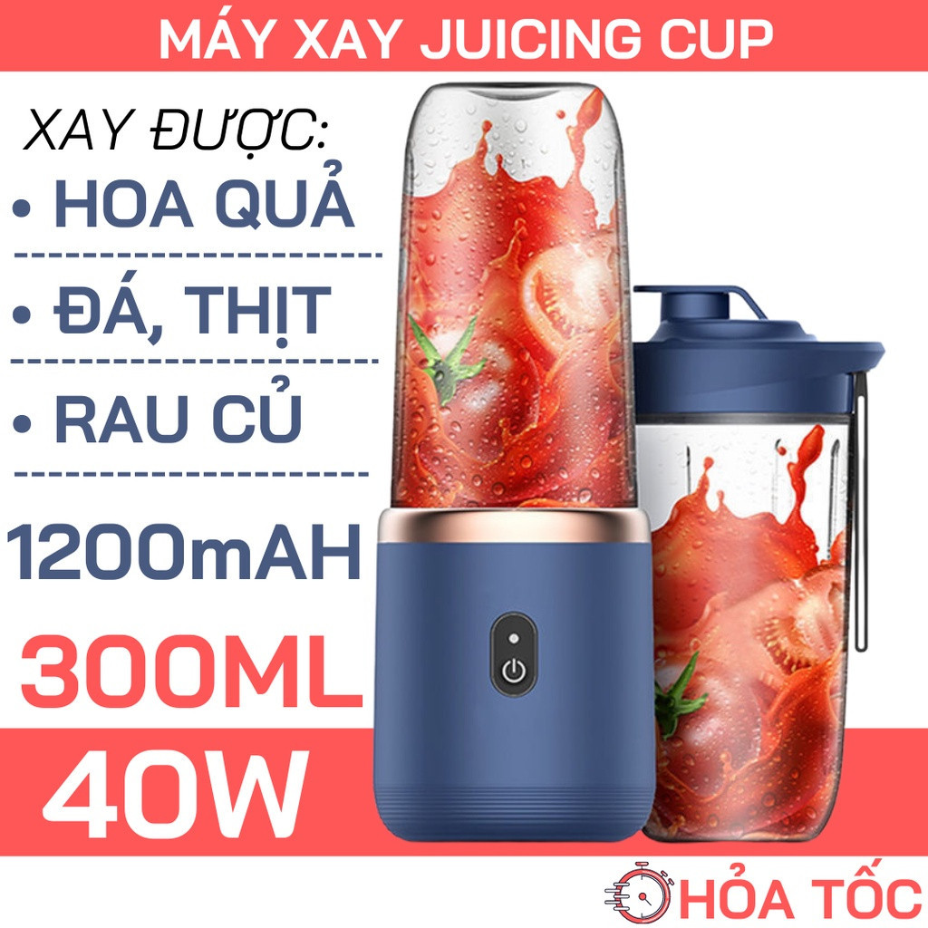 Máy Xay Sinh Tố Juicing Cup 300ML Cầm Tay 6 Lưỡi 2 Cối - Sử Dụng Pin Sạc Cổng USB Siêu Tiện Lợi_tutu