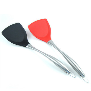 Dụng cụ nhà bếp thìa chống dính silicone dày tay cầm rỗng thìa inox