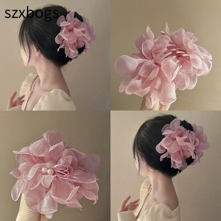 Szxbogs kẹp tóc hoa, kẹp tóc hoa phóng đại voan, lớn thanh lịch barrettes phụ kiện tóc đuôi ngựa kẹp tóc bé gái