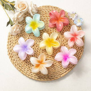 8cm Frangipani Lấy Kẹp Tóc Mũ Đội Đầu Kẹp Tóc Hoa Nhiều Màu Sắc Cá Mập Lấy Kẹp