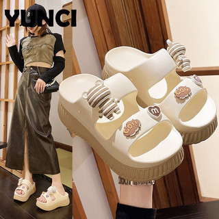 YUNCI dép cross dép kiểu nữ đi chơi Phong cách đơn giản Đế êm Thể thao Bền FYT244062C 14Z240403