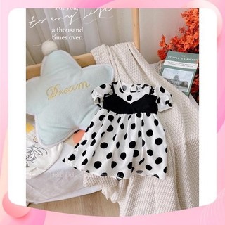 Xả Váy chấm bi đũi lụa cho bé gái