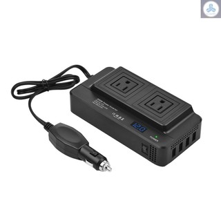 Biến tần nguồn ô tô 200W Bộ chuyển đổi DC 12V sang AC 220V với 2 ổ cắm AC 4 cổng USB Công tắc bật / tắt Bảo vệ an toàn Bộ chuyển đổi sạc ô tô di động cho điện thoại Máy tính xách tay Quạt đèn điện