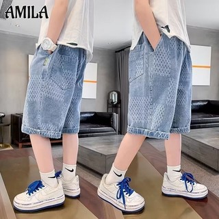 Quần short bé trai mùa hè quần short trẻ em trung niên và lớn hơn quần jean mỏng vừa