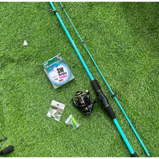  Bộ Combo Cần Câu Lure Sói Xanh Kèm Máy Deukio AC 2000 + Dù Daiwa + Nhái Hơi + Cá Sắt - Combo Cần Câu Giá Rẻ baofishing 