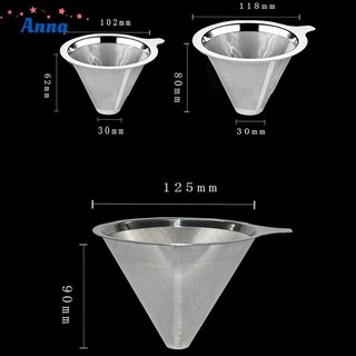 【Anna】Stainless Steel Pour Over Cone Coffee Dripper Mesh Filter Reusable Tool S/ M/L