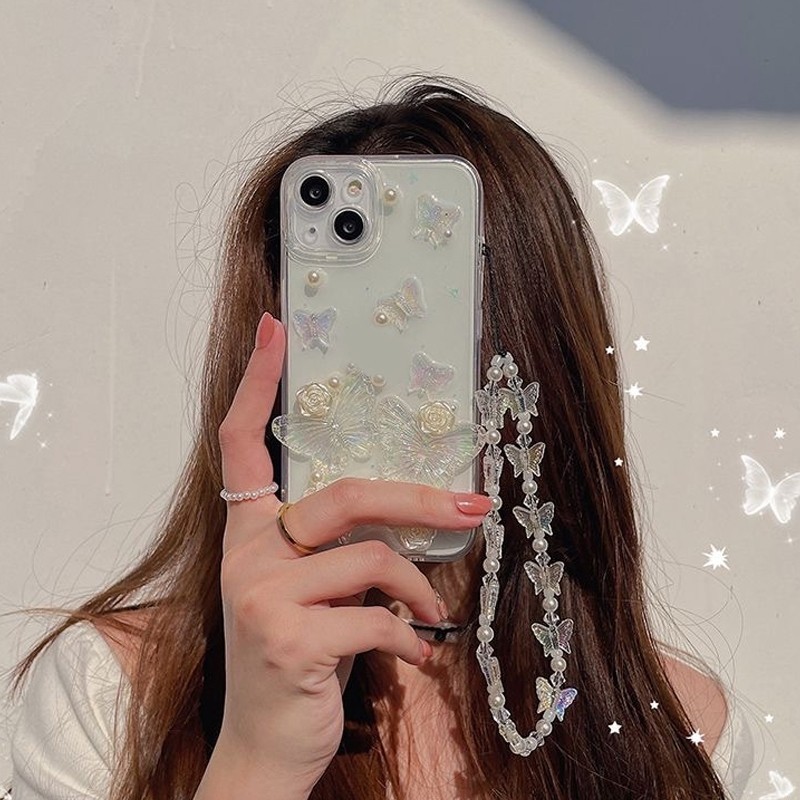 Pha lê Bướm Điện thoại Vòng đeo điện thoại Dây buộc Airpods Dây buộc Chìa khóa Dây buộc Điện thoại Trang trí Ngăn-BA | BigBuy360 - bigbuy360.vn