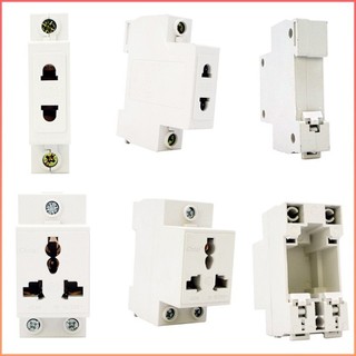 Bộ Ổ cắm điện 2 chấu và 3 chấu lắp thanh ray cài át tủ điện dân dụng - ổ cắm cài ray - HKS