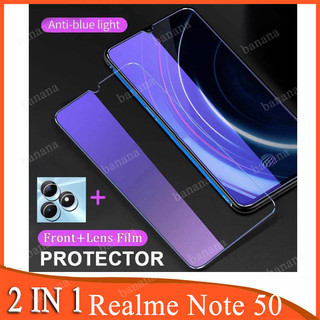 Kính cường lực Realme Note 50 cho Realme 11 10 Pro 5G C35 C33 C30 C30s C25 C25s C25y C21y C17 C15 C12 C11 2021 Narzo 50a 50i Prime Phim bảo vệ màn hình 2 trong 1 chống tia xanh