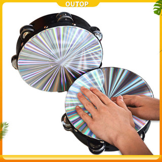 Outop 8 Inch Gỗ Tambourine Chuông Tay Trống Phản Quang Đầu Trống Bộ Gõ Đồ Chơi