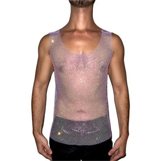 Phụ Nữ & Nam Neon Pha Lê Nhiều Màu Sắc Kim Cương Giả Sáng Bóng Gợi Cảm Y2K Dài Tank Tops Đảng Câu Lạc Bộ Gợi Cảm Nhìn Xuyên Qua Lưới Rỗng Ra Kim Cương 65