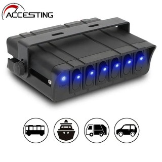 6 gang toggle switch panel box rocker switch panel with led light indicator for boat truck jeep offroad rv car