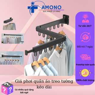 Giá phơi quần áo treo tường Có thể thu vào Tiết kiệm không gian Vòng xoay Móc đơn giản cho phòng giặt ban công-AMONO
