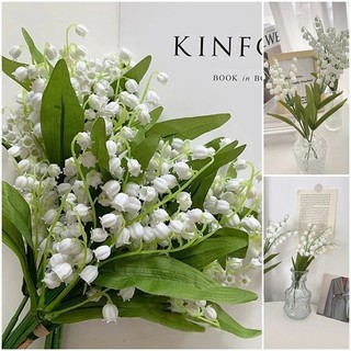 Hoa Campanula nhân tạo màu trắng Mô phỏng Hoa Quà tặng đám cưới Trang trí máy tính để bàn