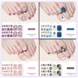 22 Cái/bộ DIY Sticker Miếng dán móng chân chống nước Thời trang Hàn Quốc Miếng dán móng chân dễ dính Ngón chân bọc Keo dán móng tay nghệ thuật Trang trí