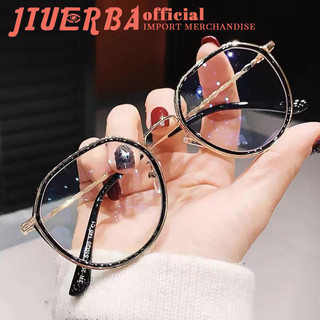JIUERBA Phong Cách Cổ Điển Nữ Khung Tròn Chống Bức Xạ Kính Mắt Thời Trang Retro INS Phong Cách Có Thể Thay Thế Ống Kính Máy Tính Kính