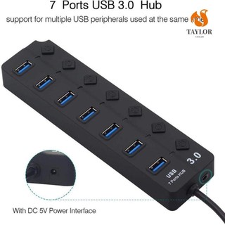 Taylor1 usb 3.0 hub, bộ chia usb 3.0 4 / 7 cổng 7 trong 1, bộ chia đế mở rộng tốc độ cao bộ chuyển đổi nguồn usb 3.0 cho máy tính xách tay / máy tính / bàn phím / đĩa u