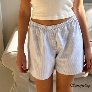 Sf-nữ Sọc Quần Short Co Giãn Eo Quần Short Dạo Phố Mùa Hè Cho Ngày Hàng Ngày